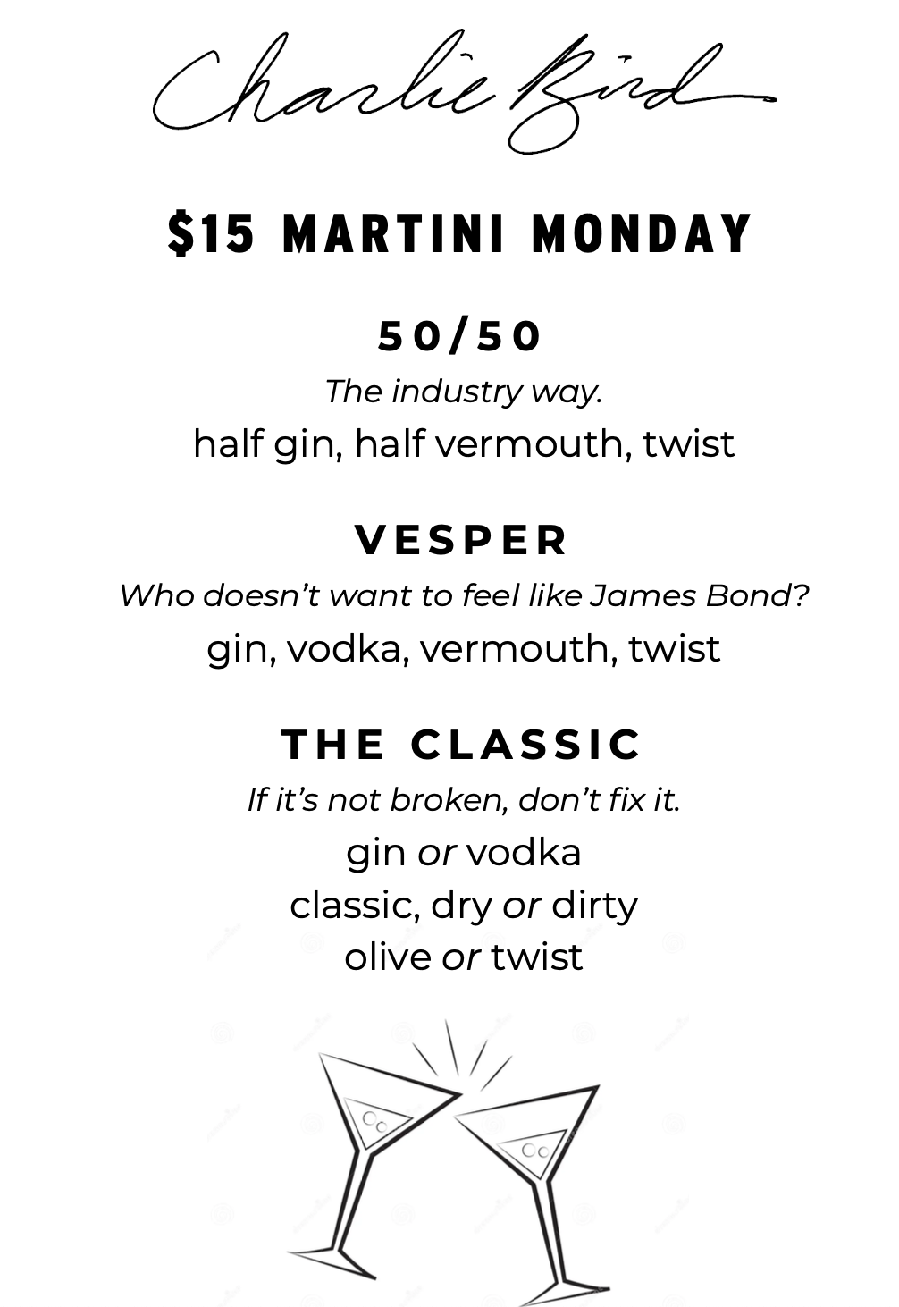 text image with martini menu 