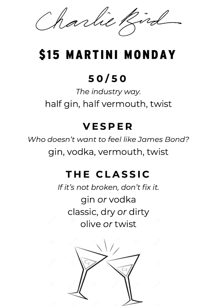 text image with martini menu