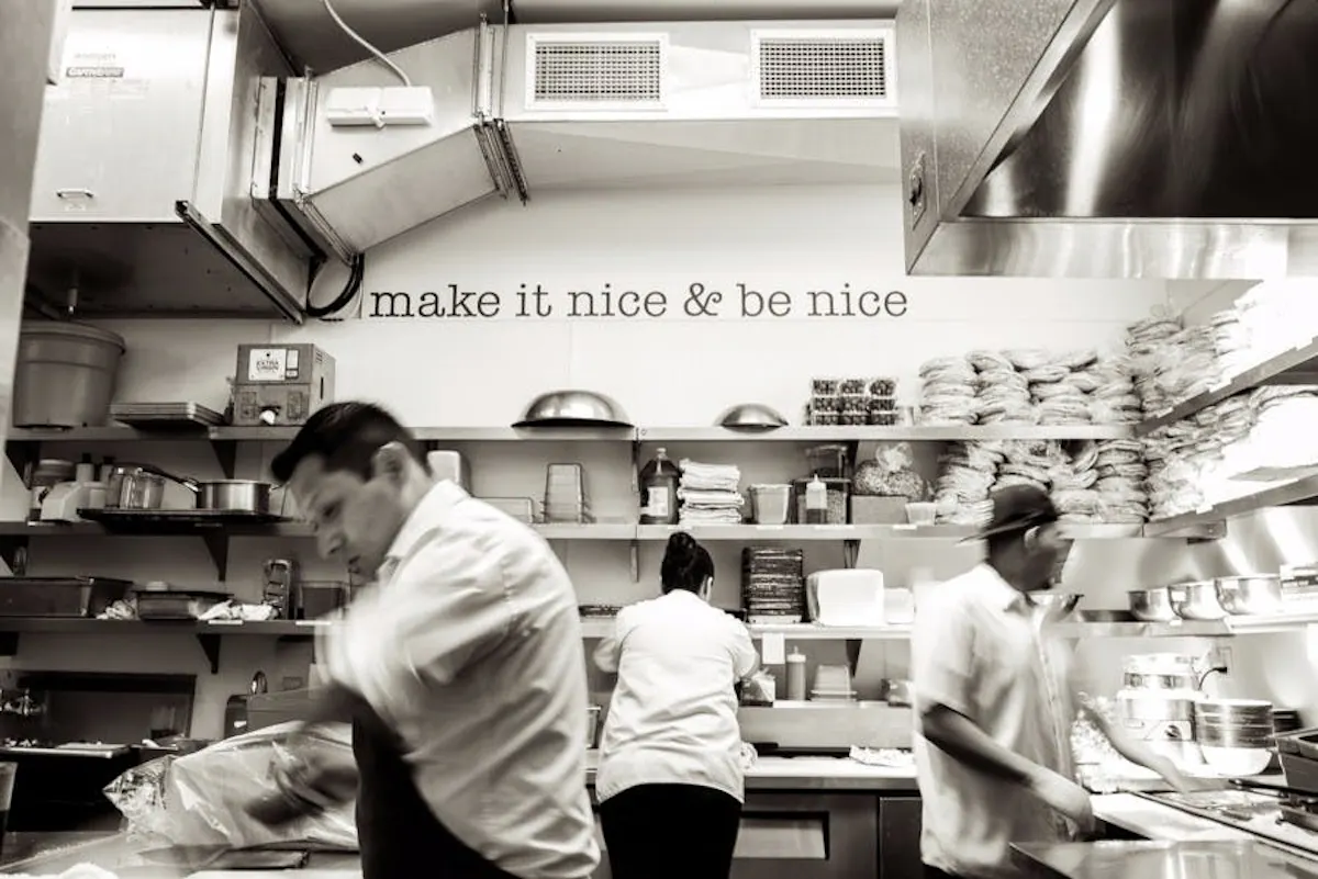 kitchen staff working