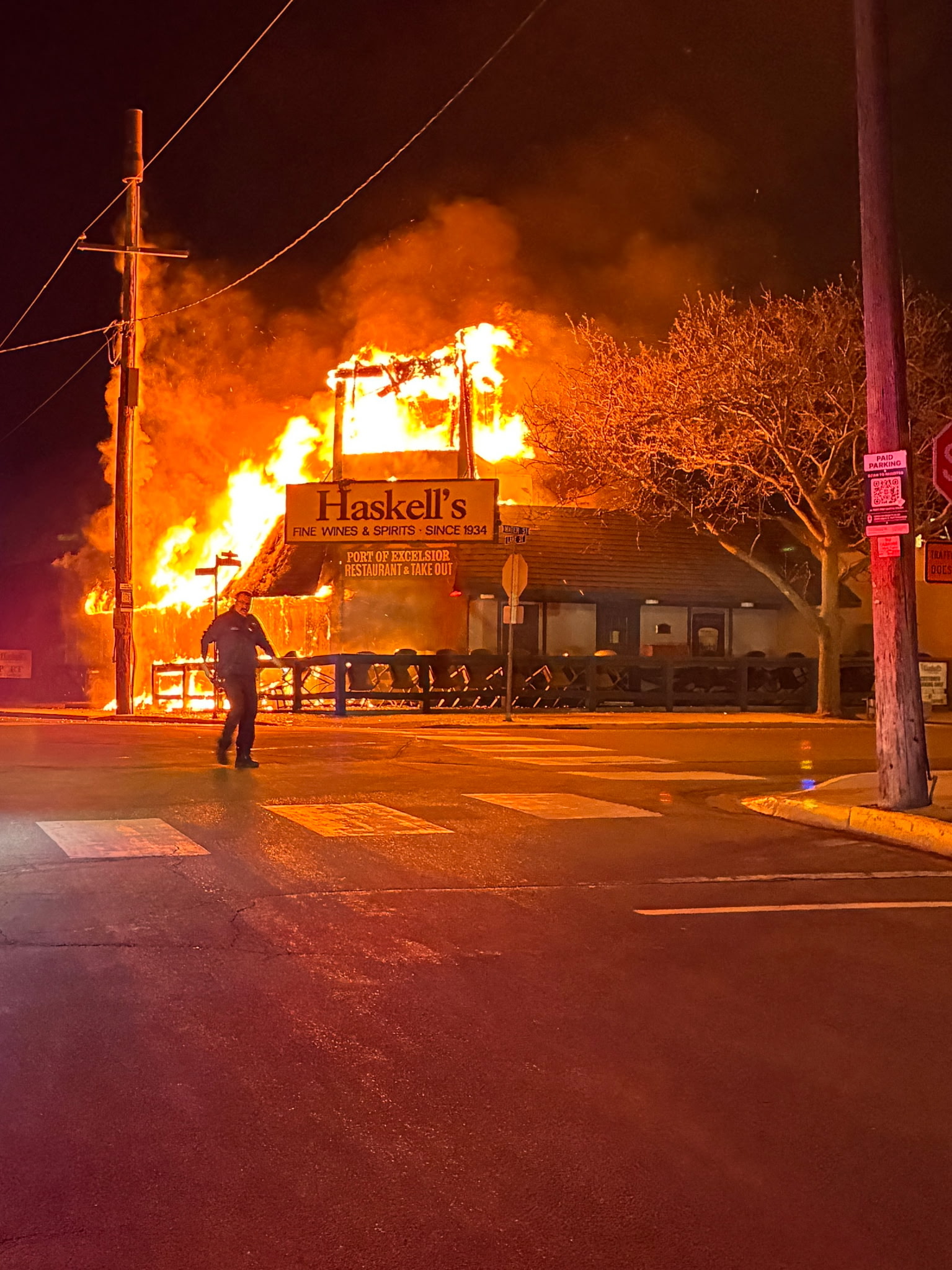 a fire on the street