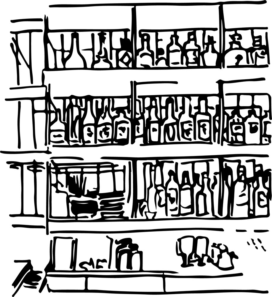 a drawing of a bar
