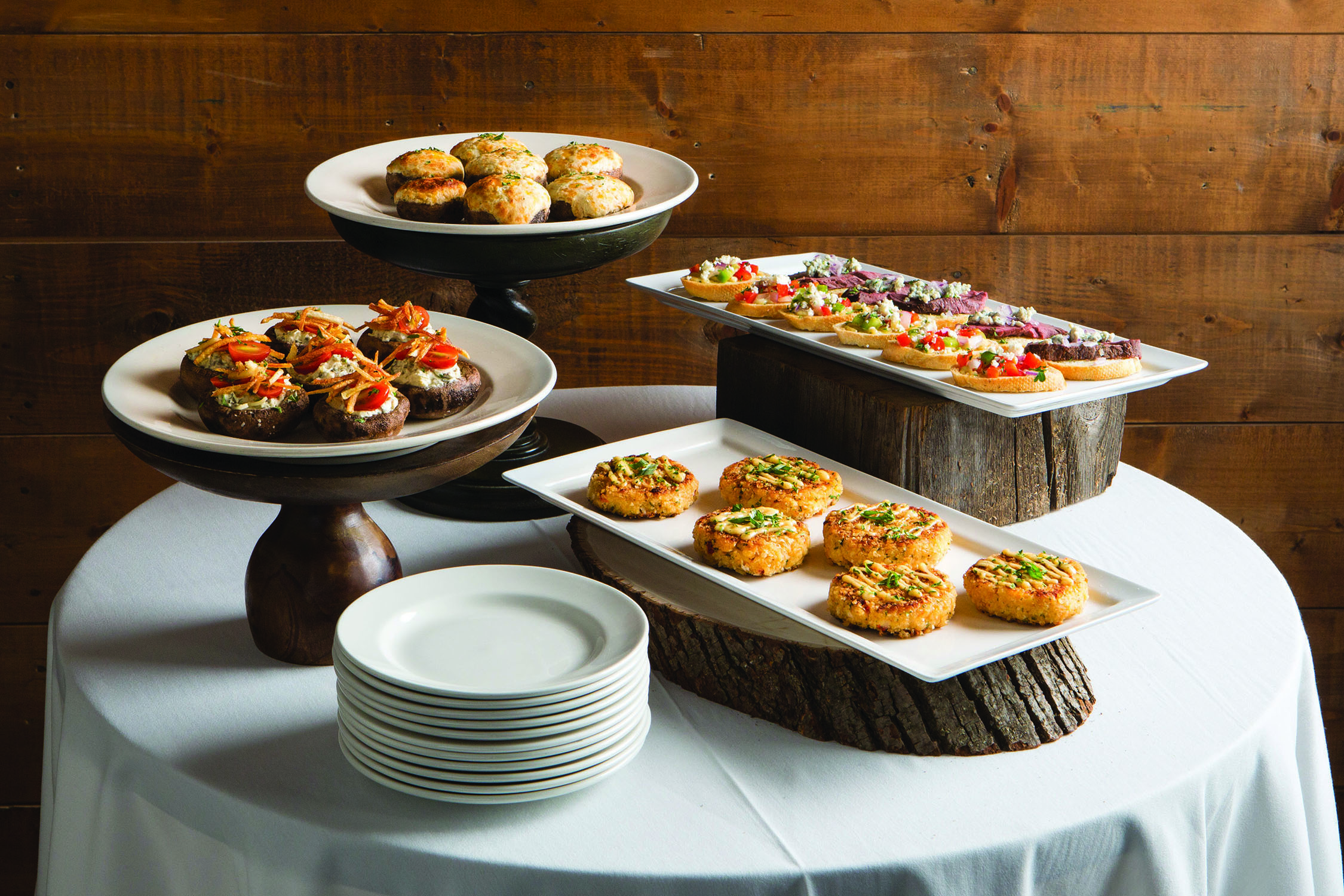 a table topped with plates of food on a plate