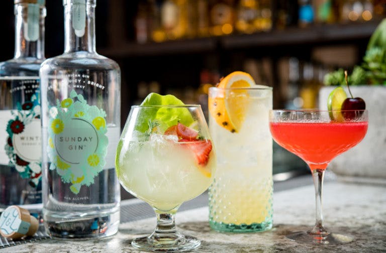 a close up of drinks on a table