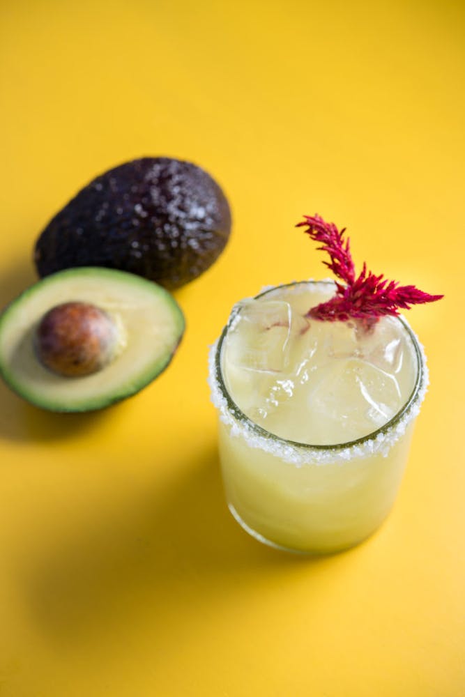 a close up of a drink on a table