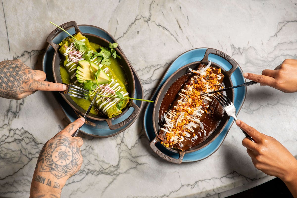 Enchiladas at Puesto Mexican Restaurant in California