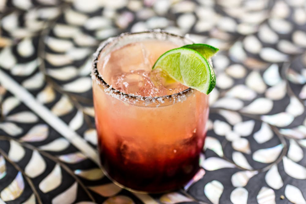 a close up of a drink on a table