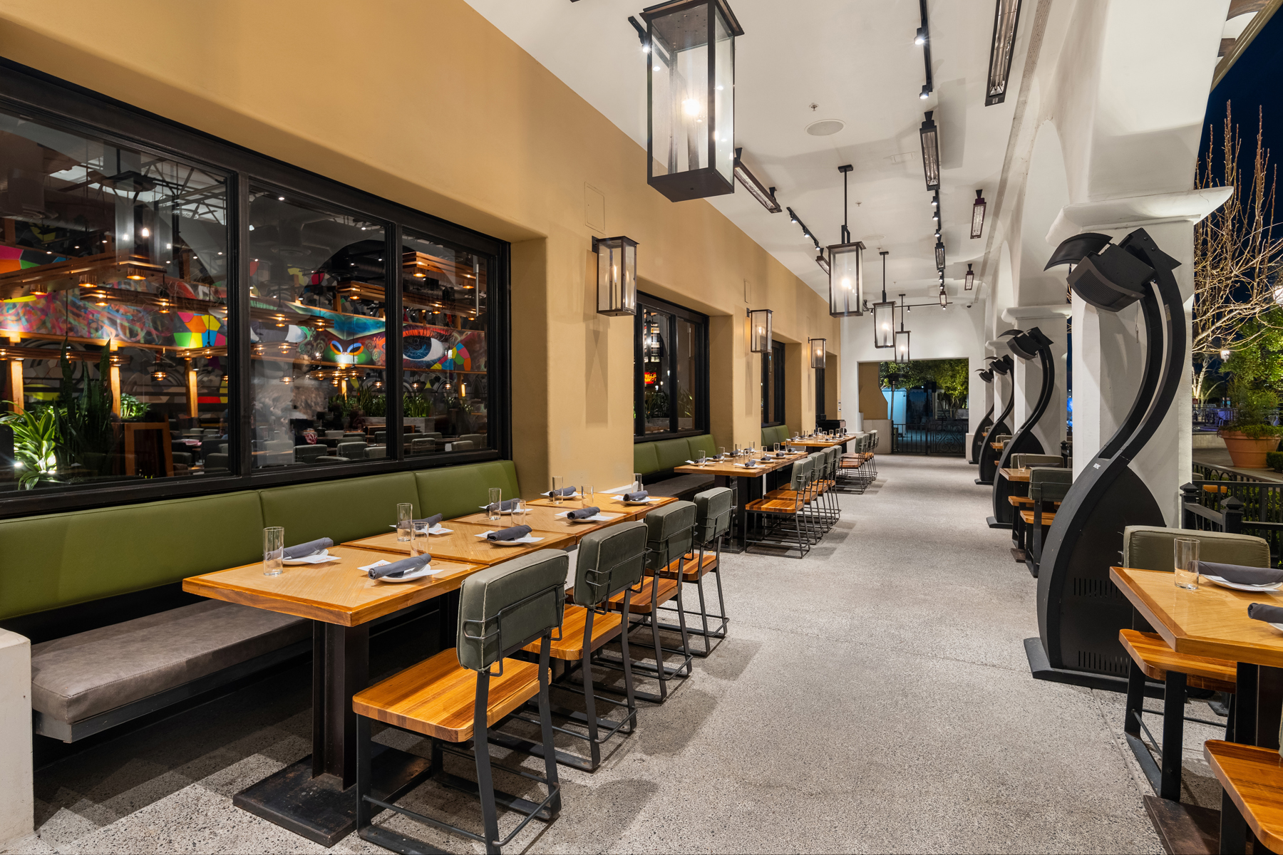 a room filled with furniture and a table