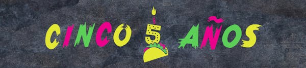 letters a number 5 and a small taco on a black background