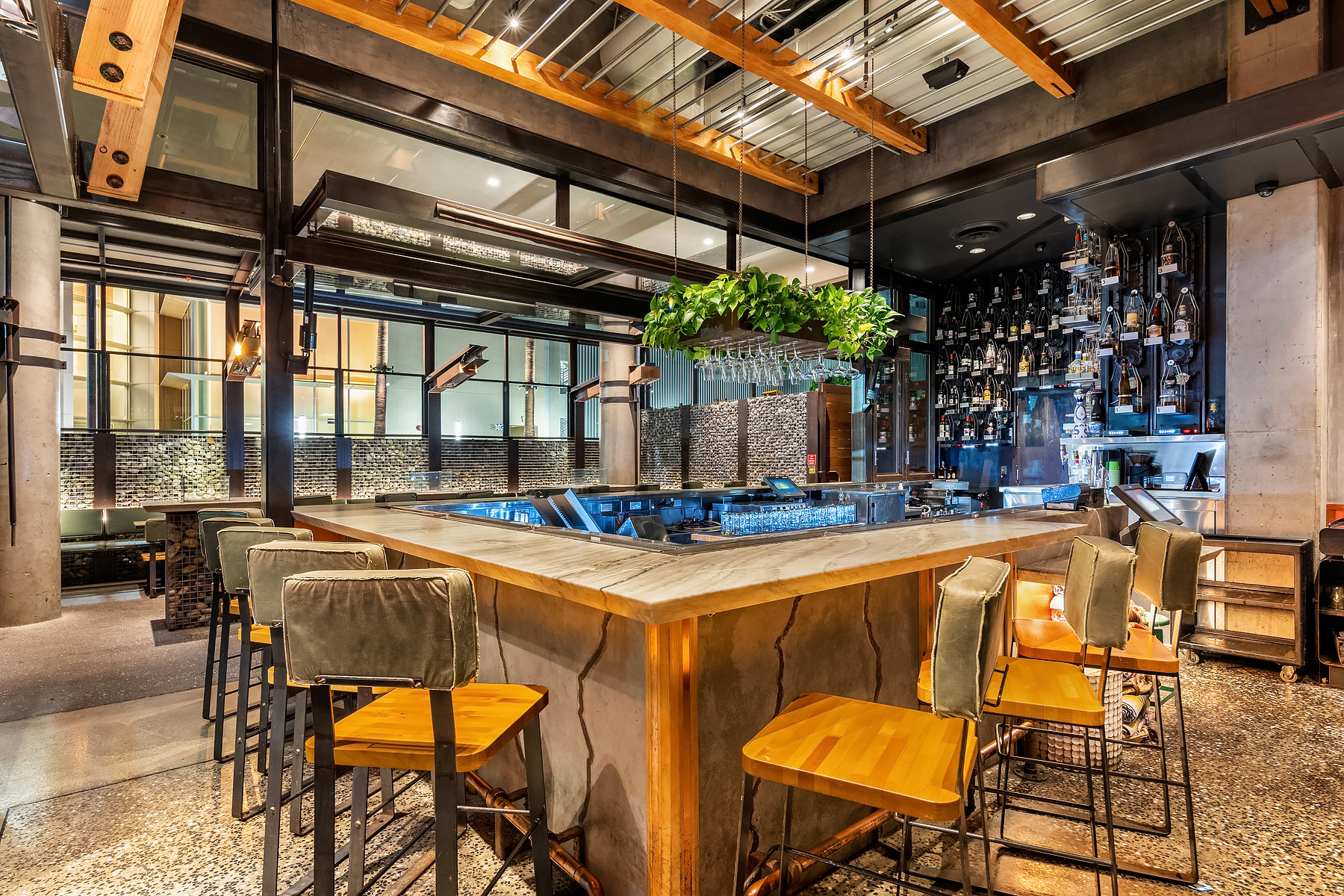 a chair sitting in front of a building