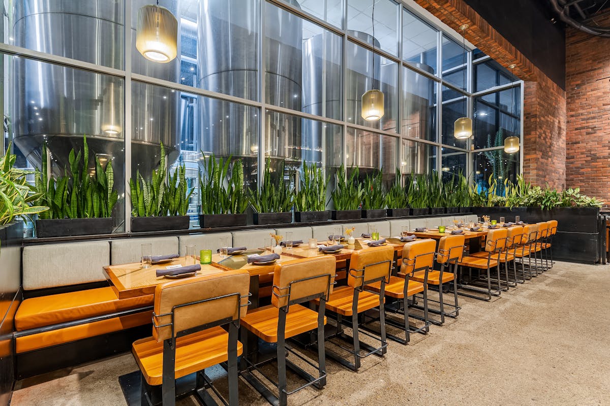 a bench in front of a building