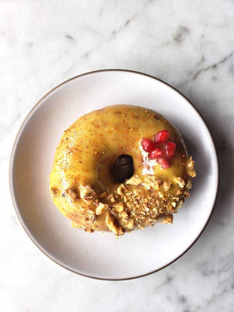 a doughnut on a plate
