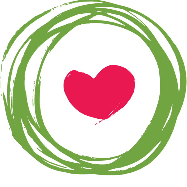 a small pink heart on a green circle