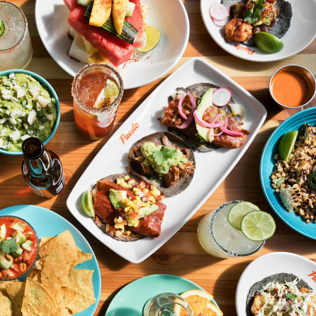 many different types of food on a table
