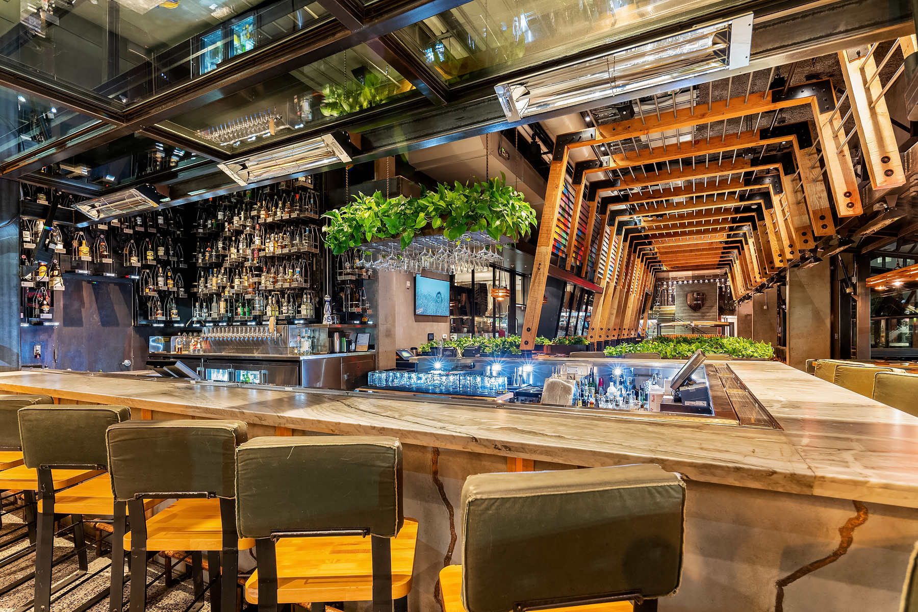 a chair sitting in front of a building