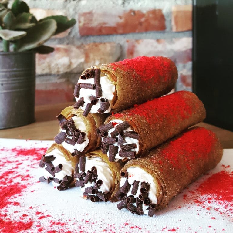 a close up of a dessert