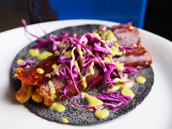 a close up of food on a plate