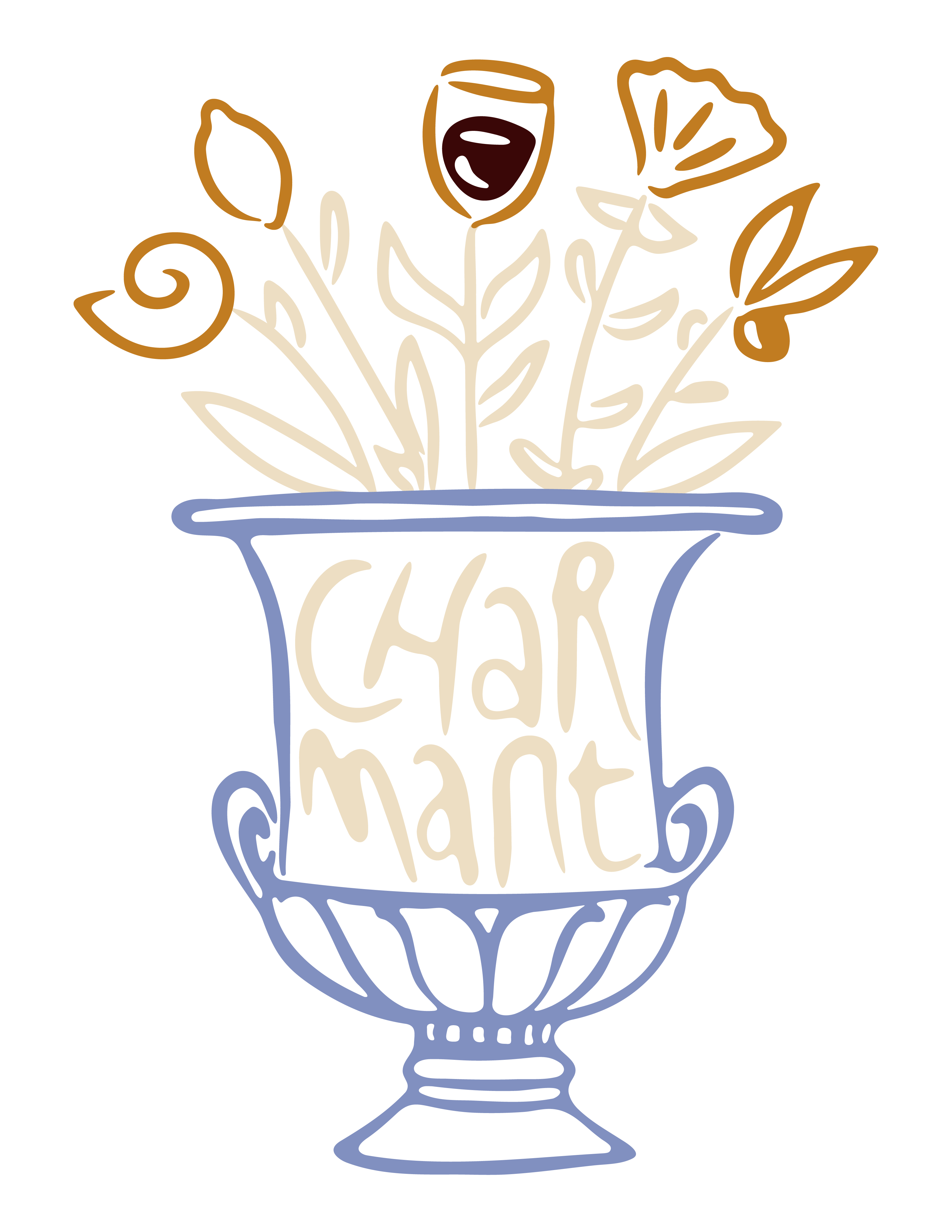 a vase with flowers and text