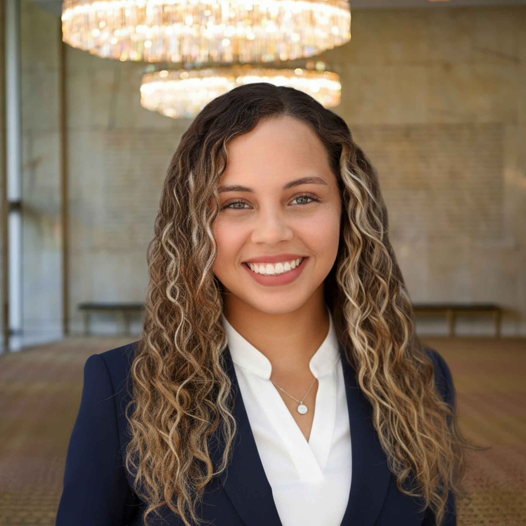 a woman smilling