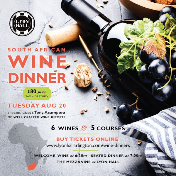 South African Wine Dinner Lyon Hall