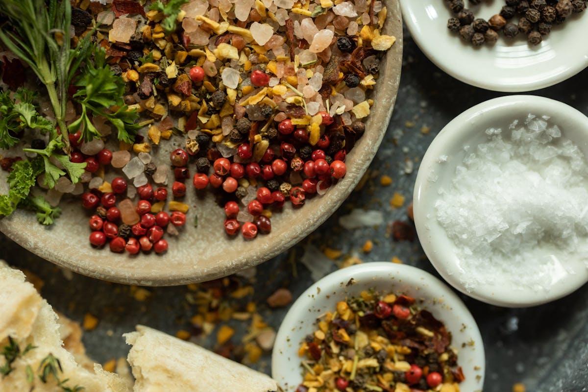 a bowl filled with different types of food on a table