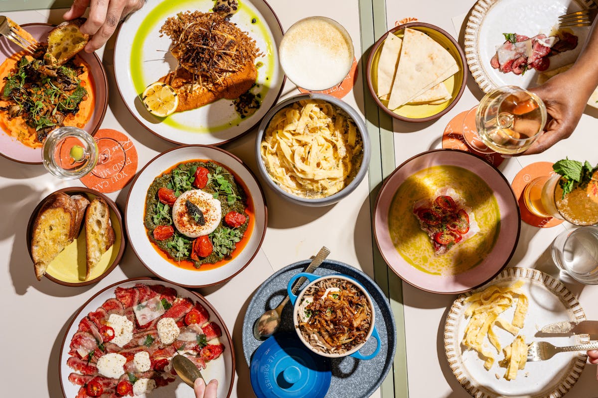 many different types of food on a table