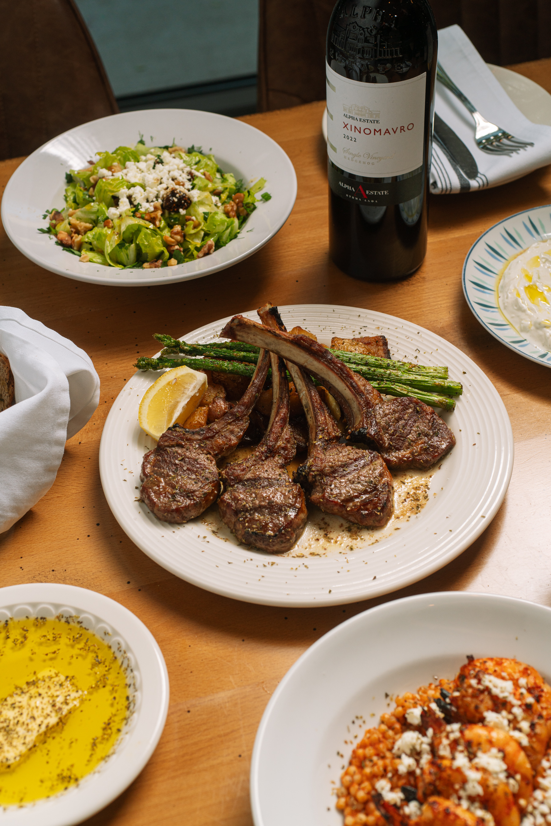 a bunch of food on a plate on a table