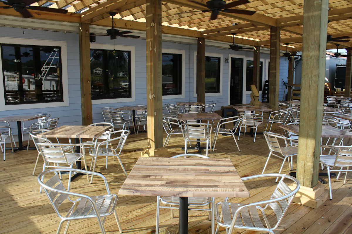 tables and chairs outside