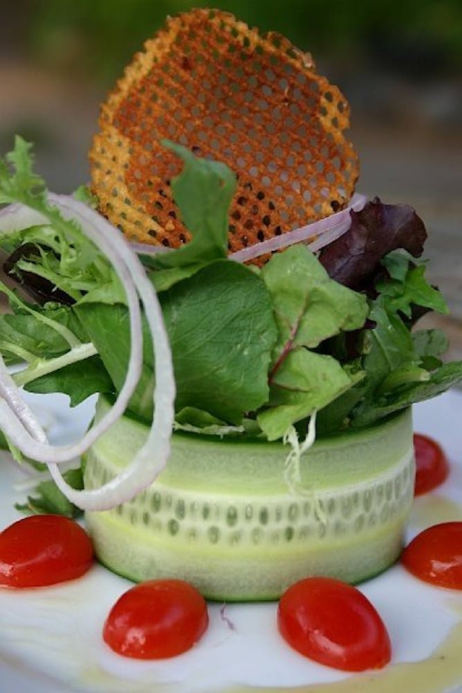 a close up of food on a plate
