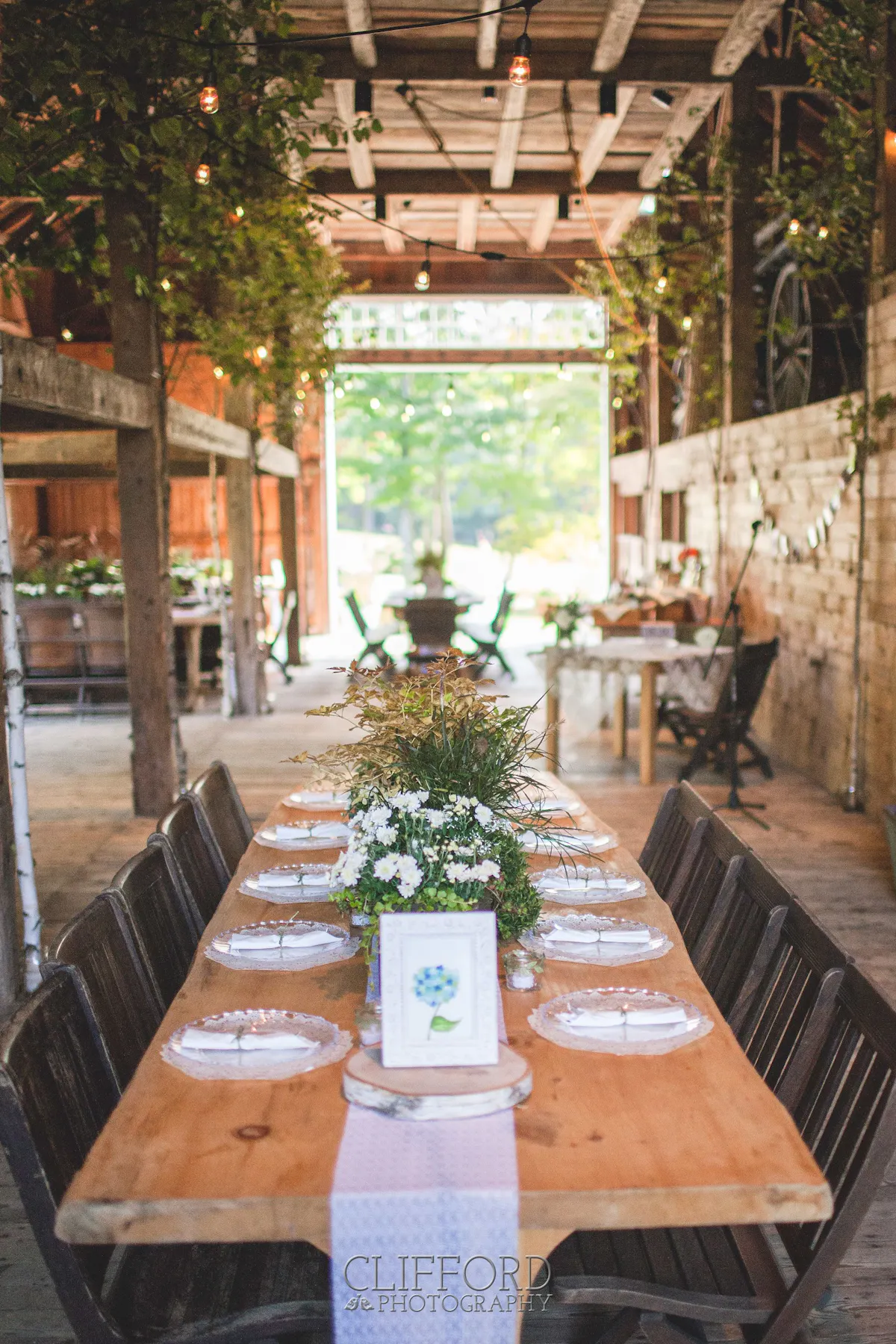 a wooden dining table