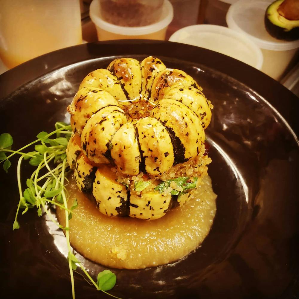 a close up of a plate of food