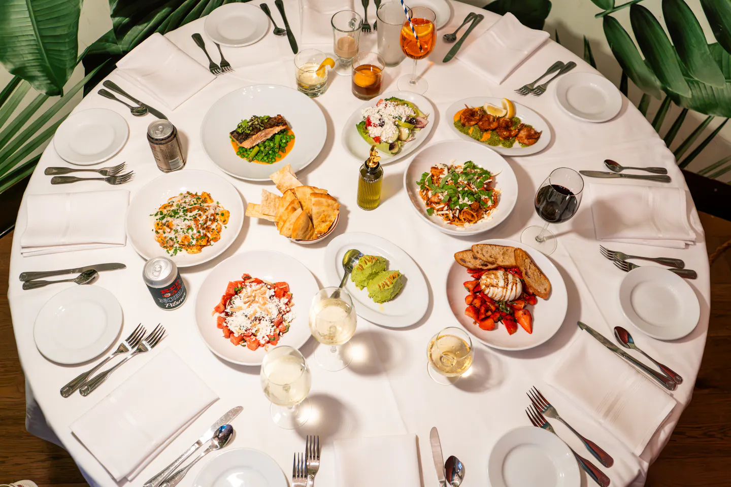 A table set with Mediterranean dishes at Parizade