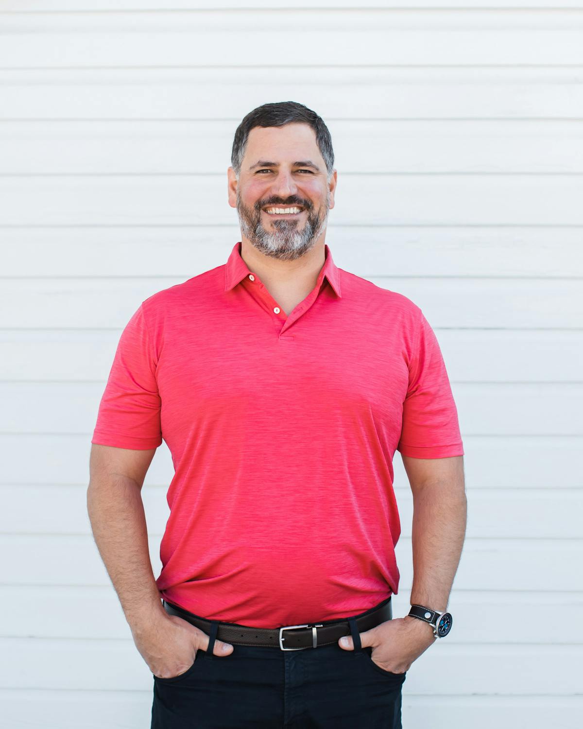 a person standing posing for the camera