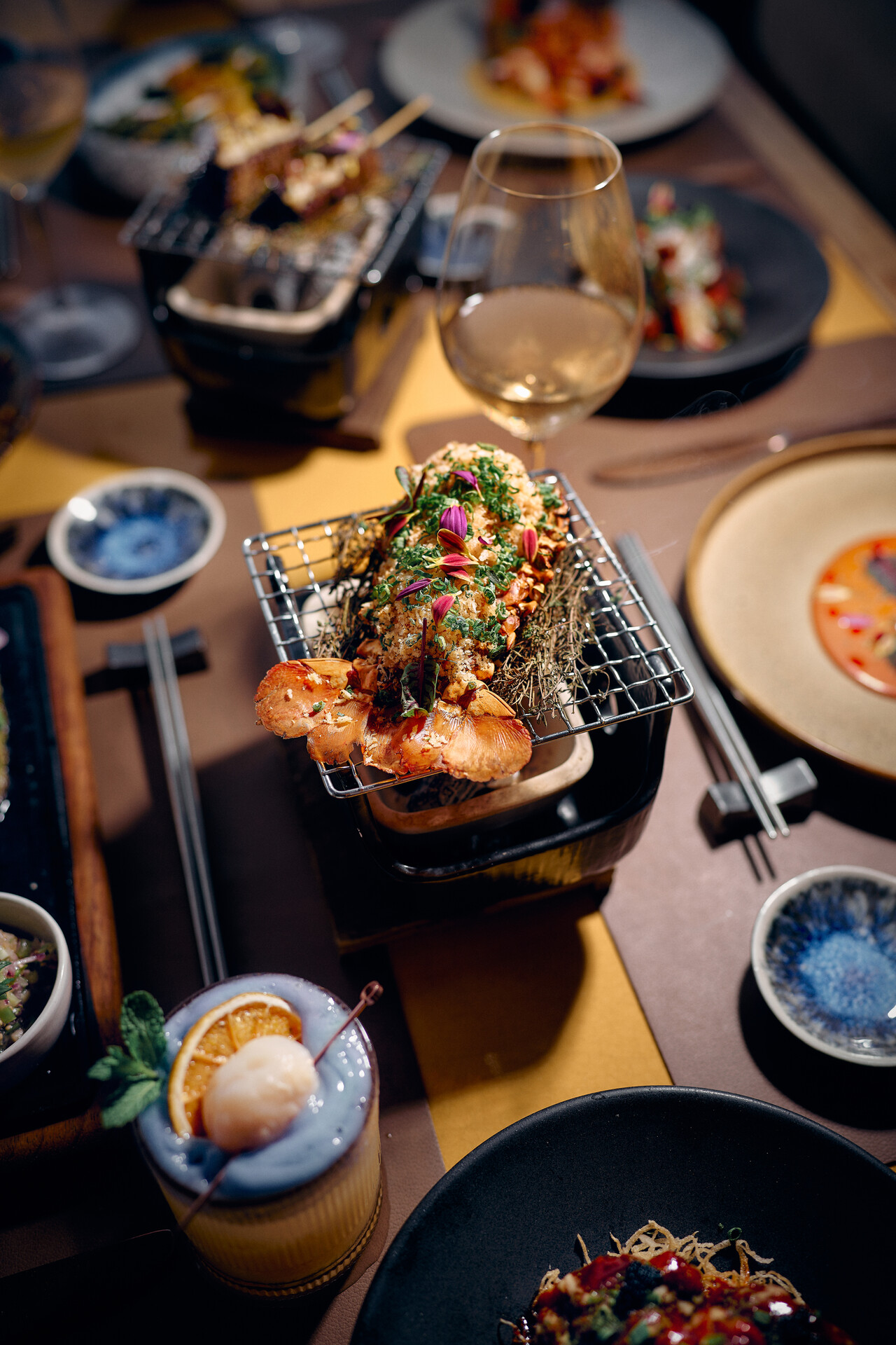 a table with food on it