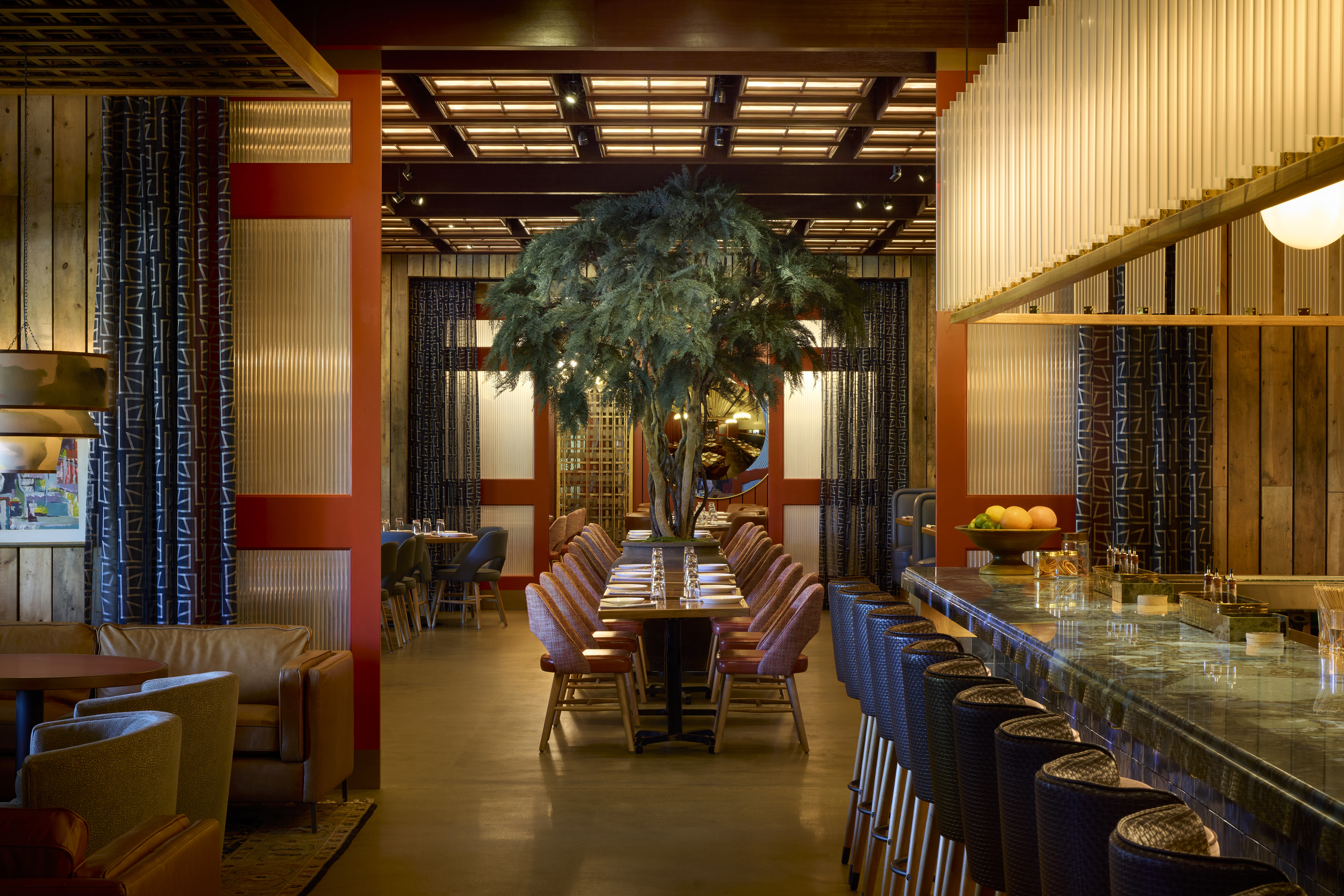 a restaurant with tables and chairs