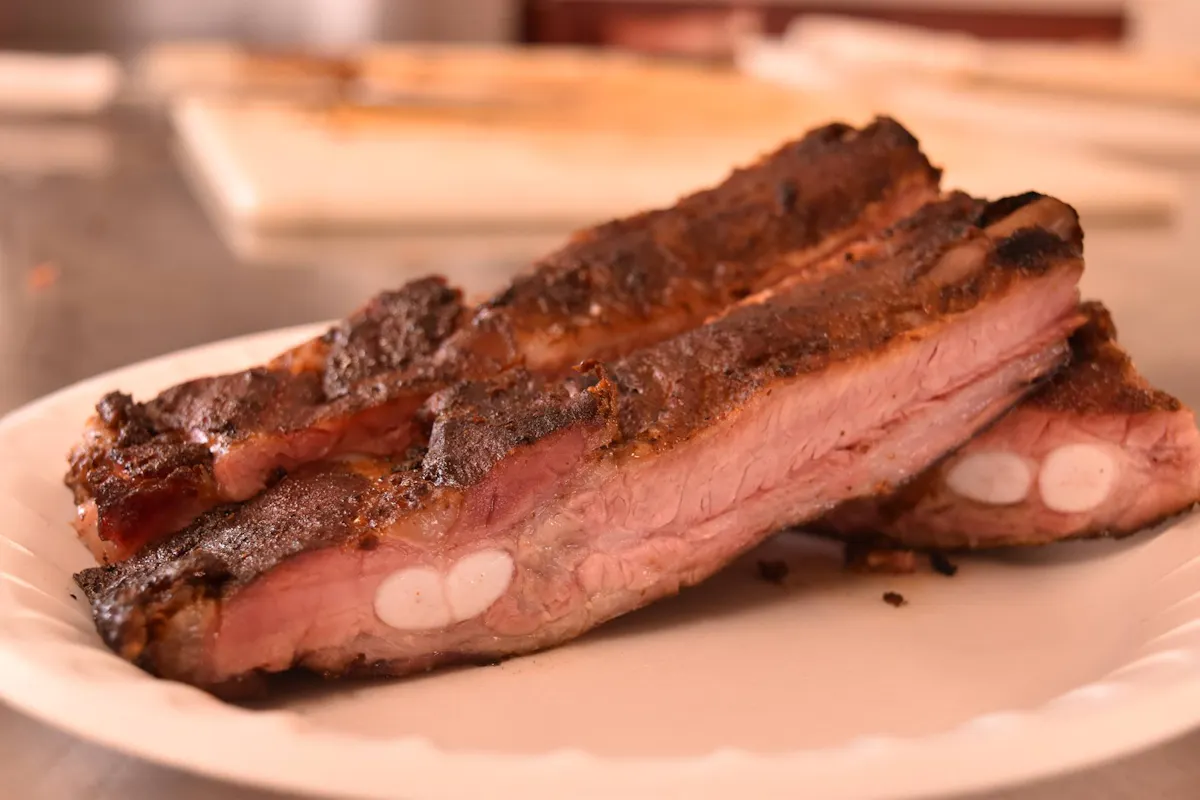 a close up of food on a plate