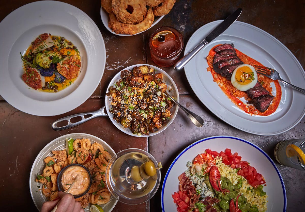 several plates of food on a table