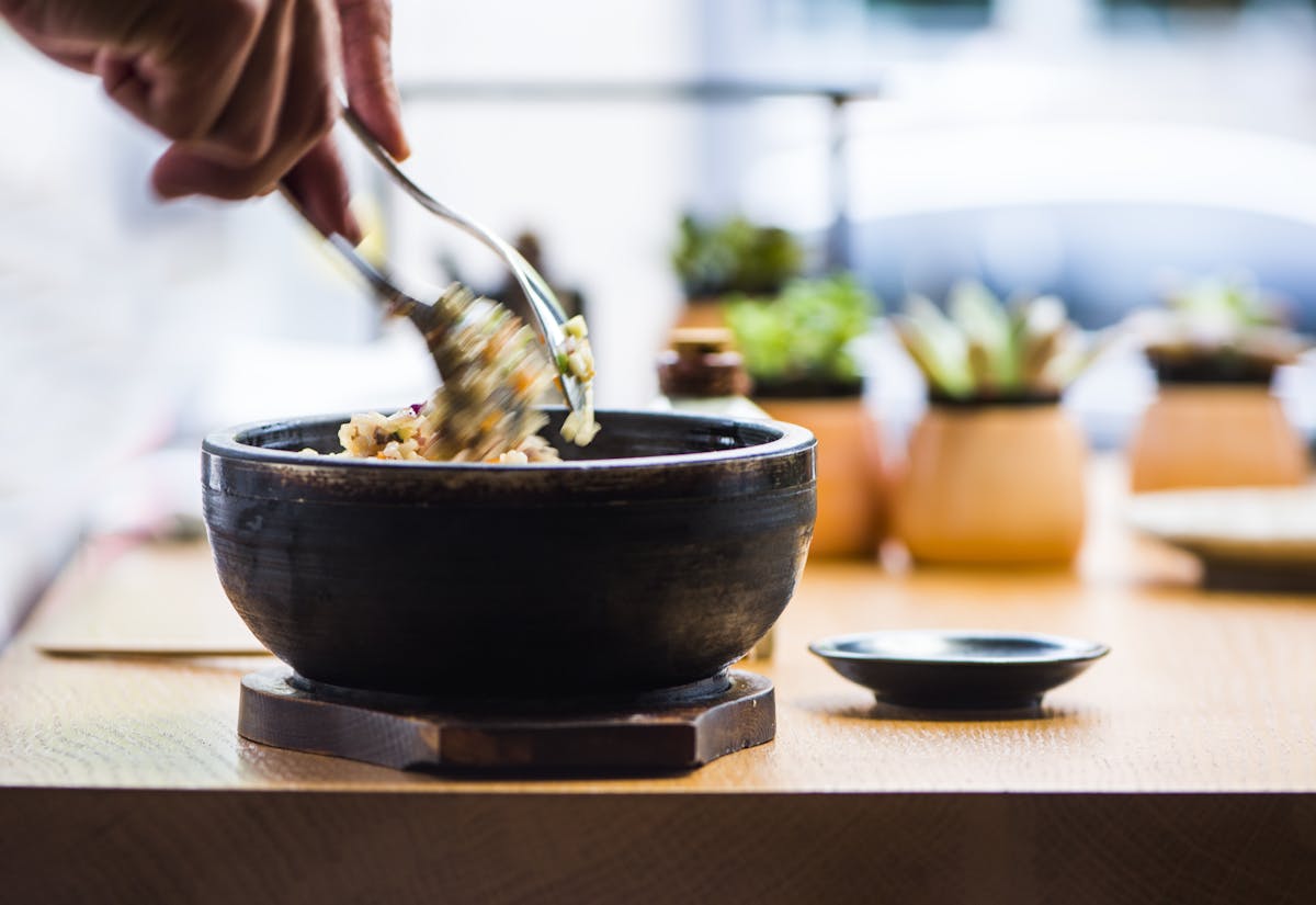 a bowl full of sushi rice