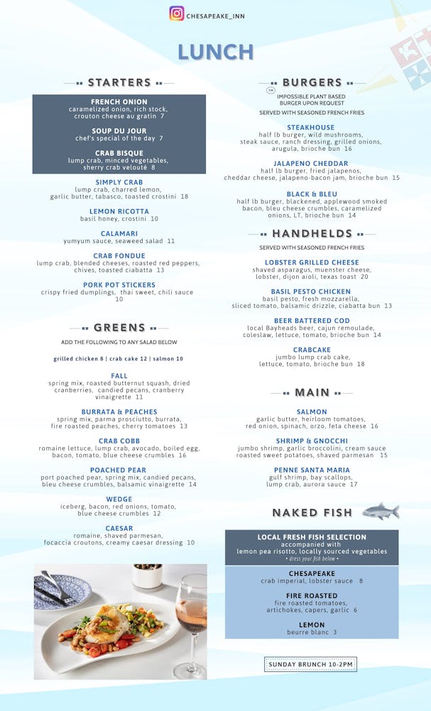 Lunch Menu Chesapeake Inn