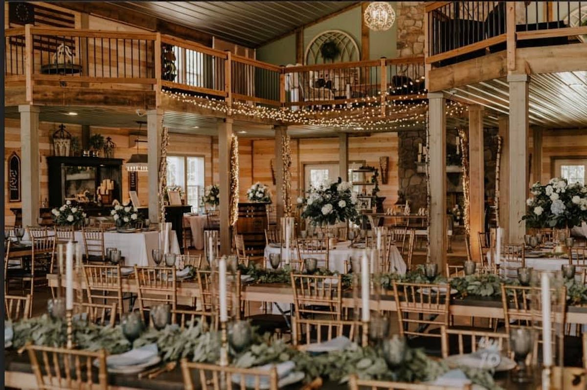 a dining room table in front of a building