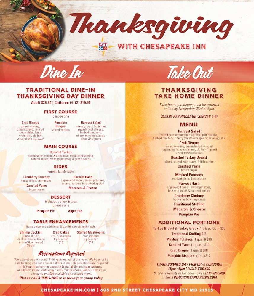 Thanksgiving 2020 Chesapeake Inn