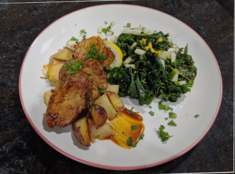 Up in Smoke Pork Tenderloin with Lemon Kale & Potatoes The Nook