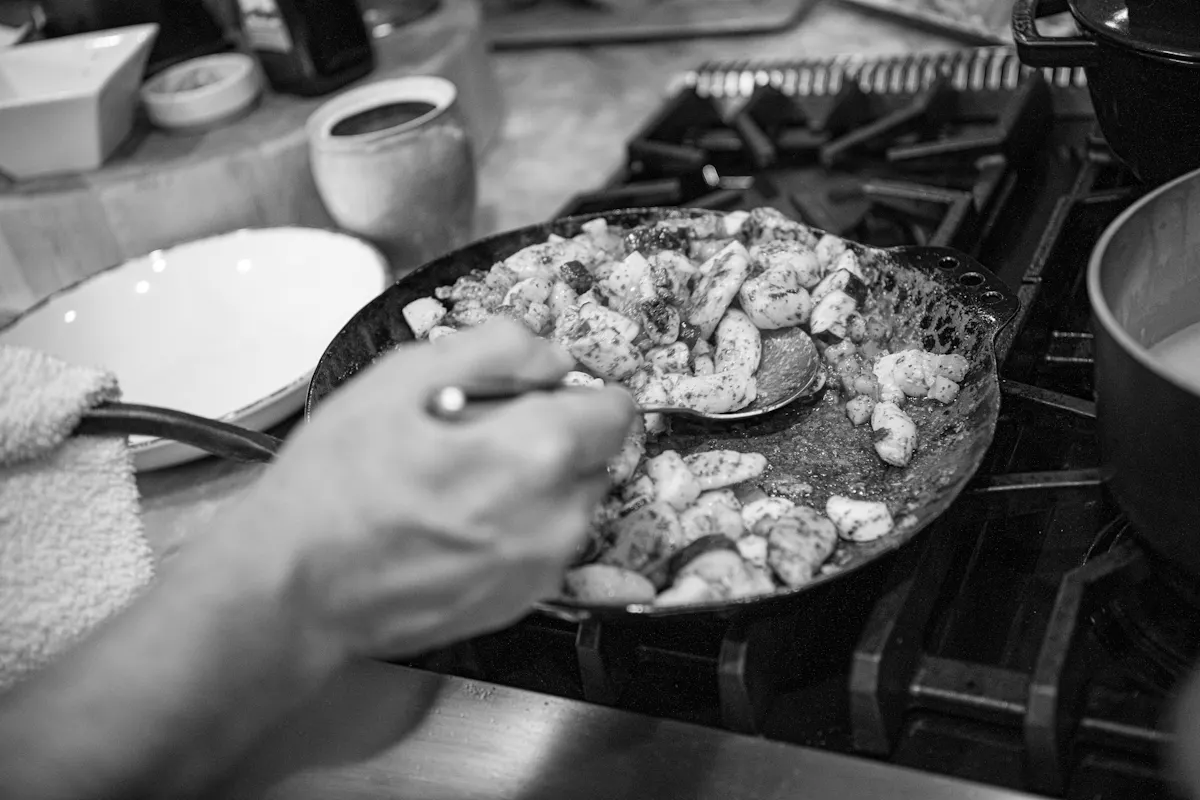 a pan of food on a table