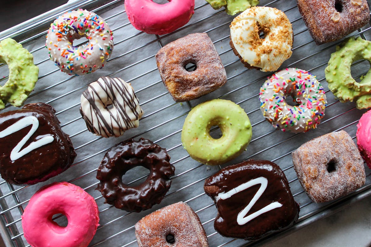 donuts on a counter