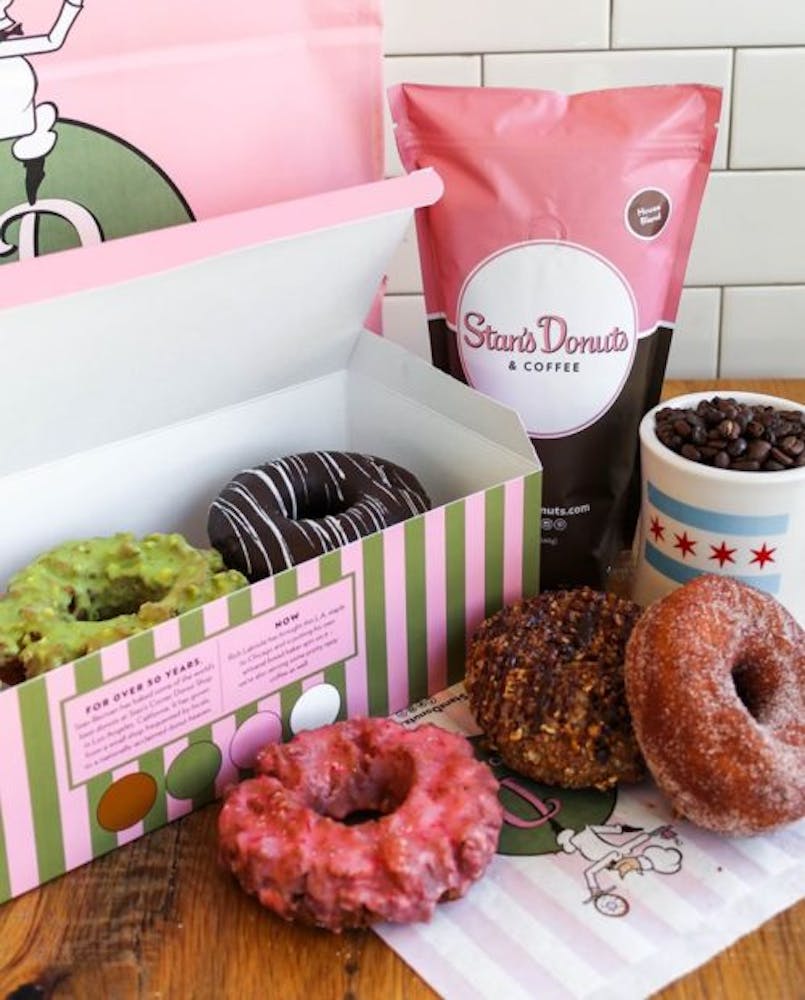 a box of doughnuts on a table