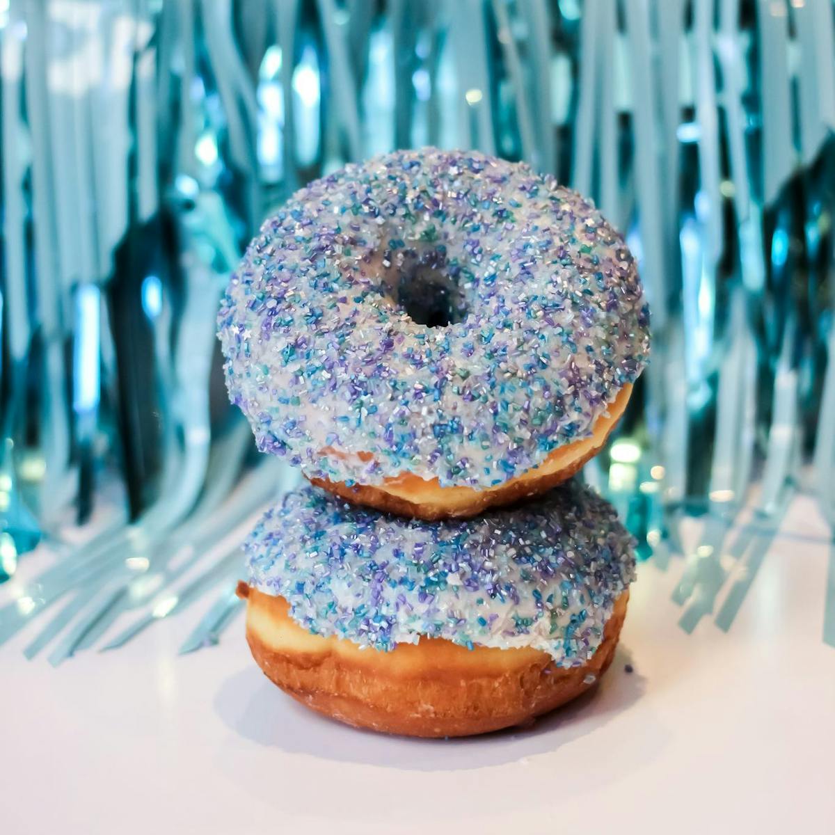 a donut sitting on top of a table