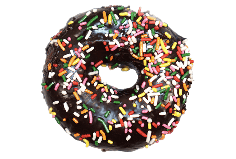 a large chocolate covered donut