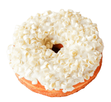 a close up of a wedding doughnut