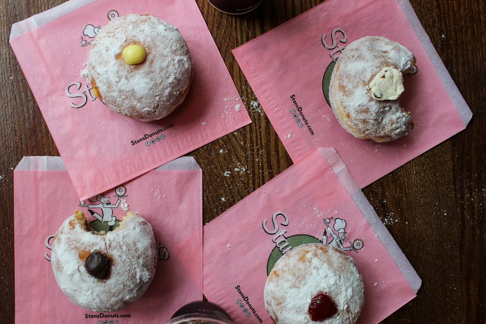 a doughnut sitting on top of a table