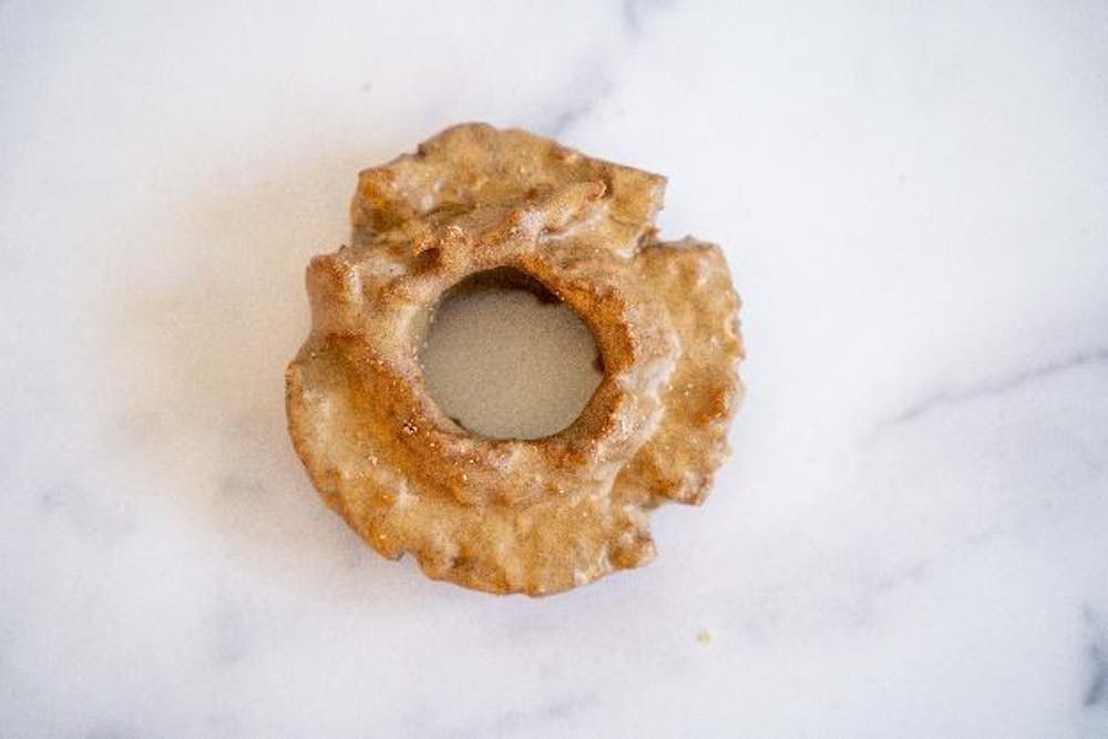 a half eaten donut