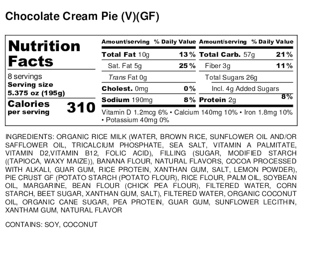 Chocolate Cream Pie (V) City Cakes Cafe Vegan and Gluten Free Bakery Cafes in Utah